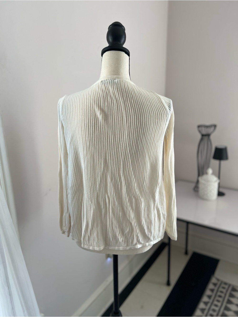 Willi Smith Cream Ribbed Button-Front Cardigan - Picture 4 of 5